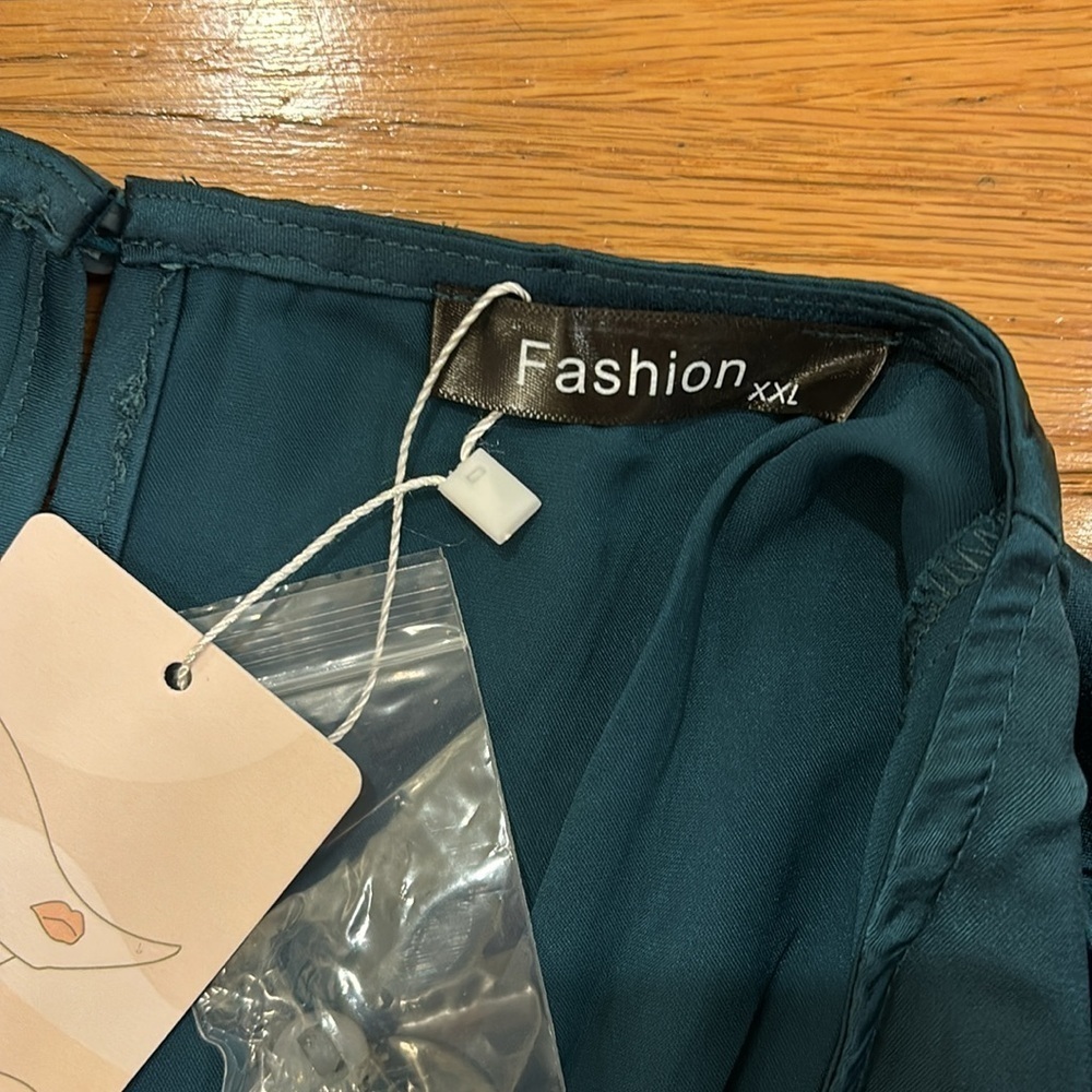 Long Puff Sleeve Crop Tops Loose Wide Long Palazzo
Pants new emerald green - Picture 7 of 11